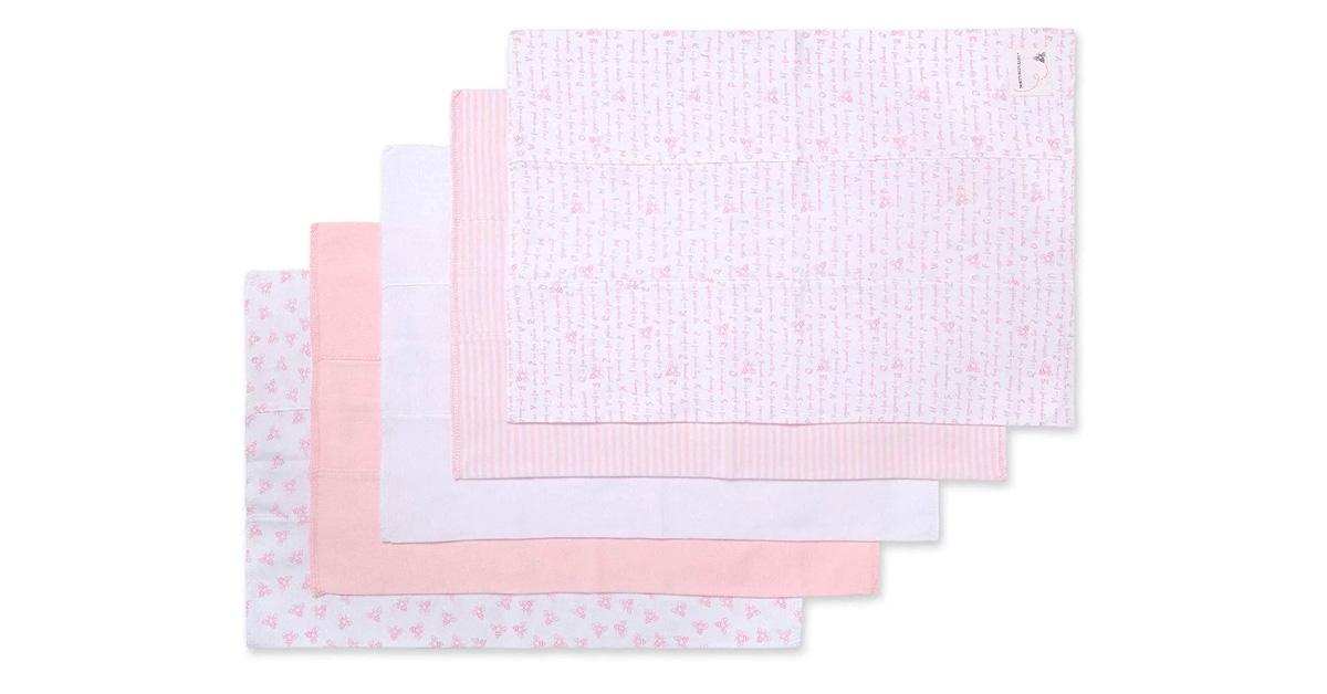 pink and white burp cloths