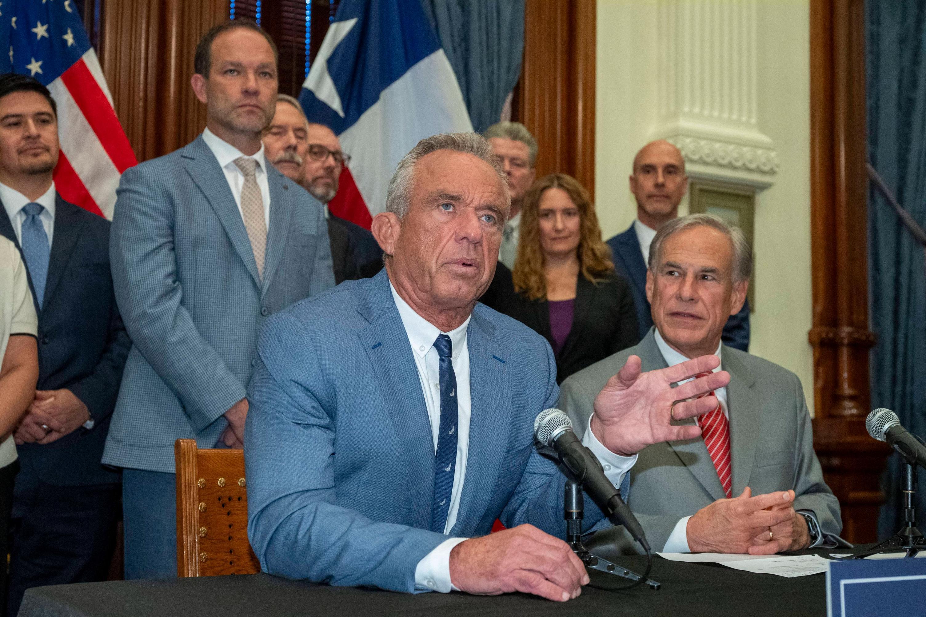 Robert F. Kennedy, Jr., appears at a press conference in Texas.