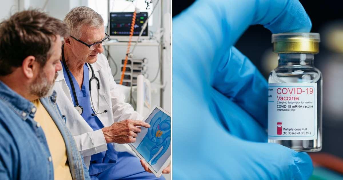 (L) Doctor treating a cancer patient, (R) COVID-19 vaccine (Representative Cover Image Source: Getty Images | (L) Halfpoint Images, (R) Narumon Bowonkitwanchai)