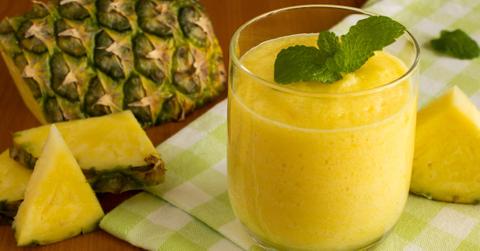Smoothie made with frozen pineapple.