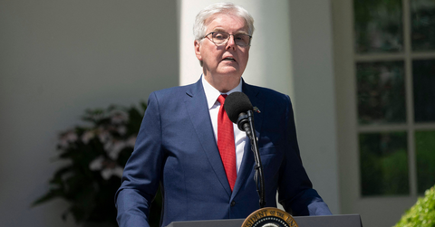 Dan Patrick speaks from behind the White House podium