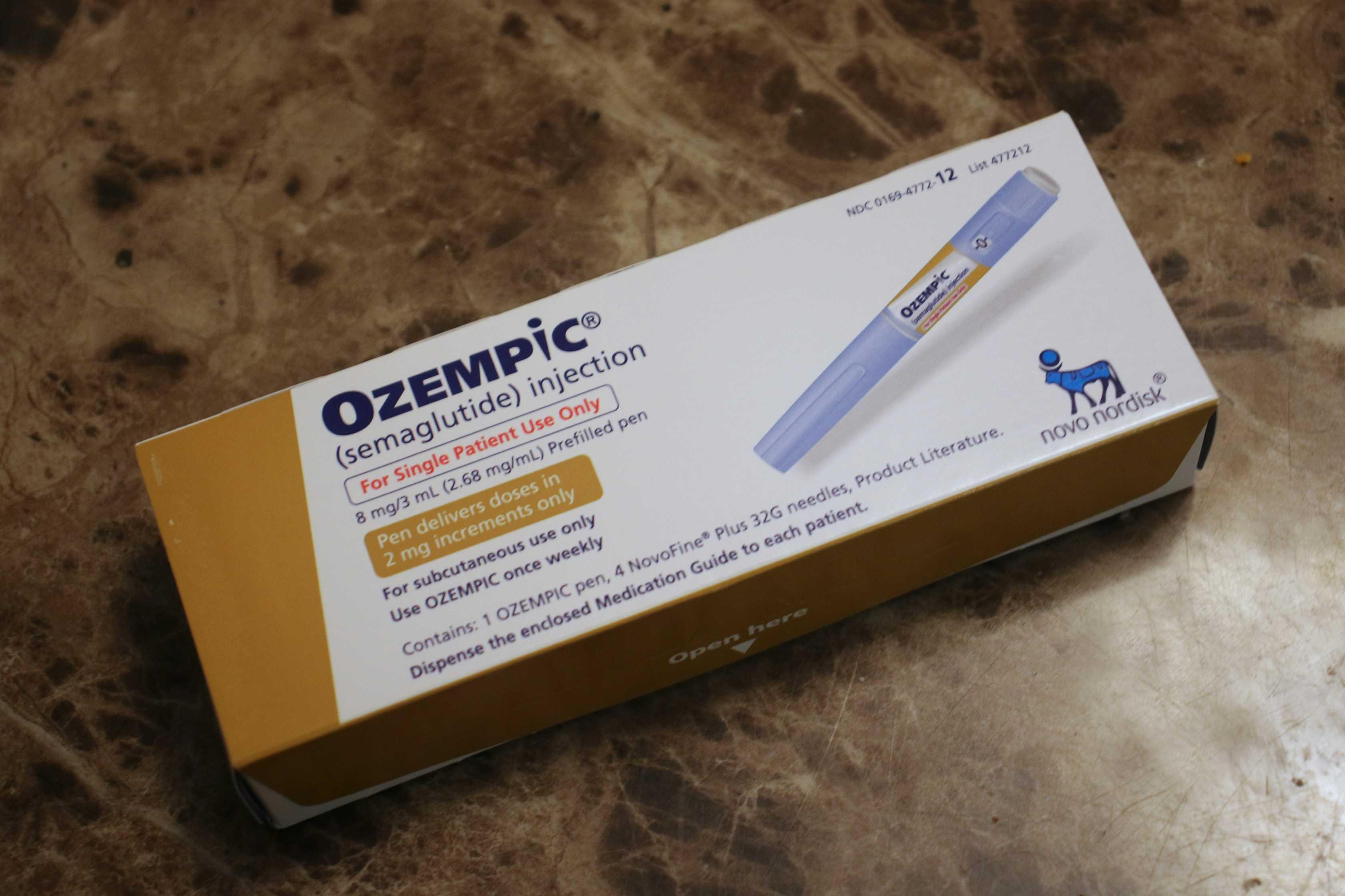 A package of Ozempic injectable pens is pictured.
