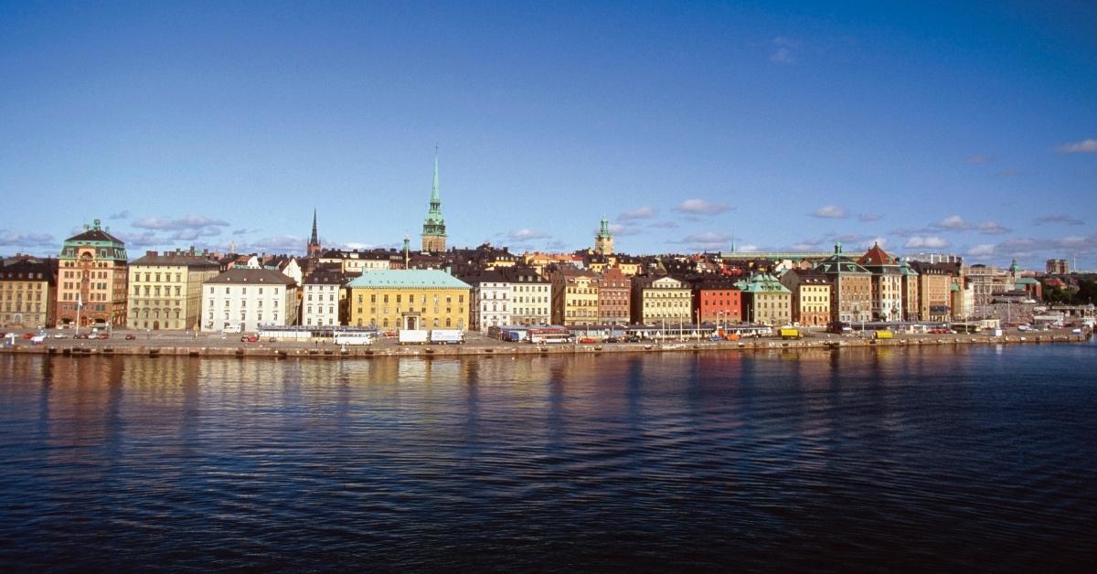 Buildings on the waterfront in Stockholm, Sweden.