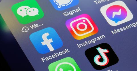 Social media icons on a cell phone.