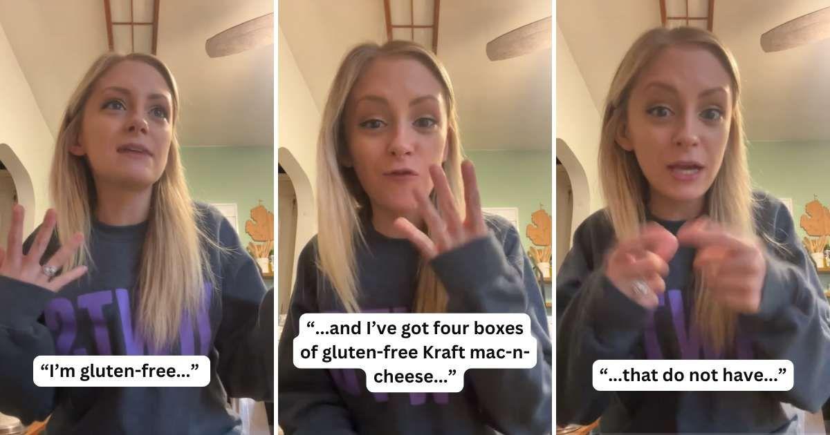 Woman expresses disappointment after discovering that there were no cheese packets in her boxes of Kraft mac and cheese (Cover Image Source: TikTok | @aceengel)