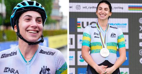 Paige Greco is pictured in her cycling uniform.