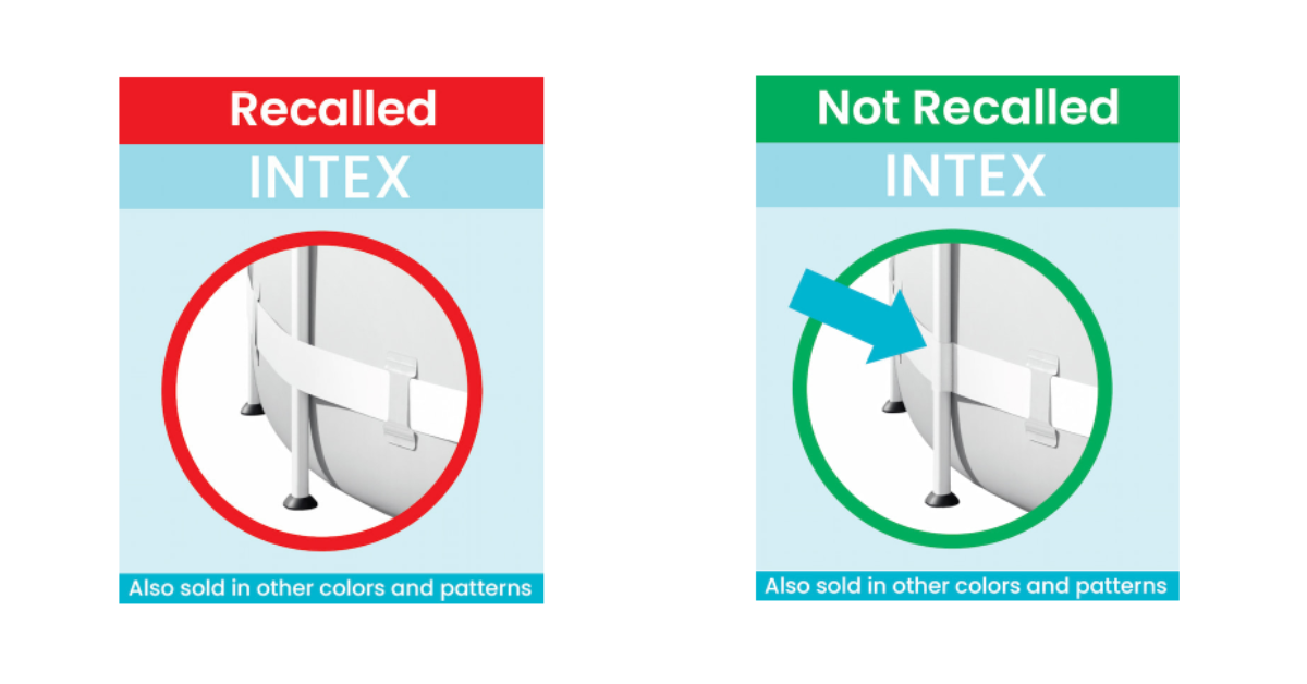 Intex illustration showing the difference between the recalled and non-recalled pools