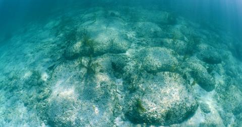 Stock photo of the underwater rock formation known as Bimini Road.