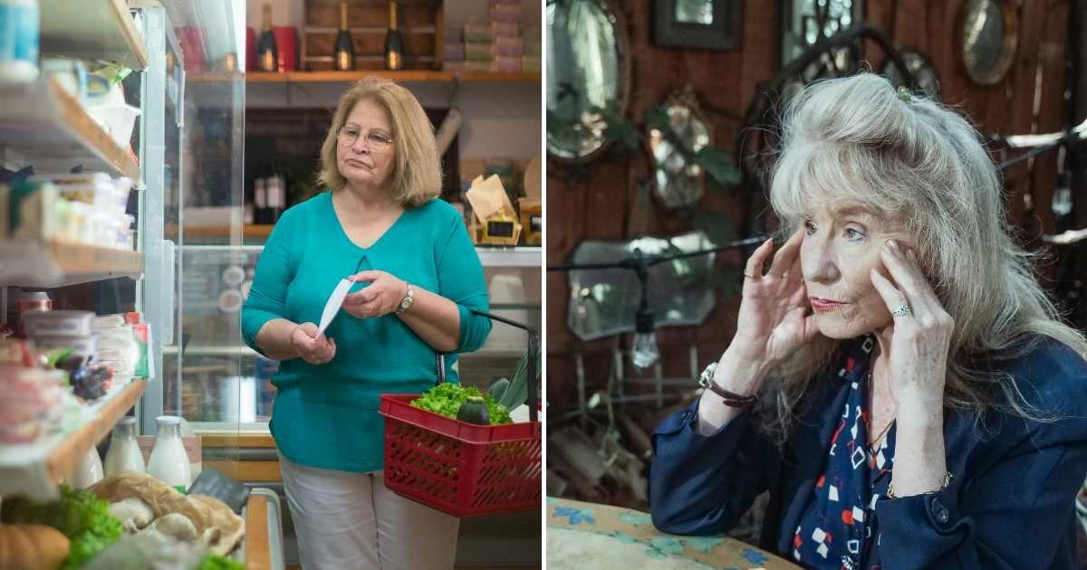 (L) Old woman shopping on a grocery aisle. (R) An old woman trying to remember. (Representative Cover Image Source: Pexels | (L) Kampus Production, (R) Kindel Media)