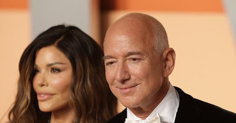 Jeff Bezos and Lauren Sanchez appear at the Vanity Fair Oscar Party in March 2025.