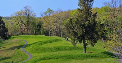 Green space with serpent shaped mound
