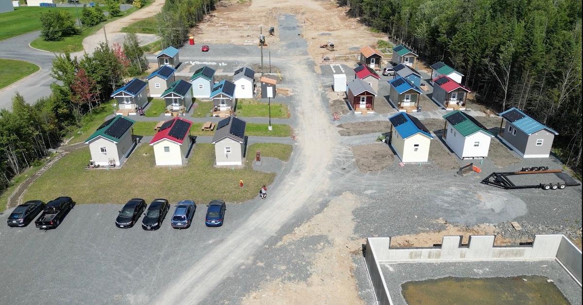 Tiny home community from aerial view