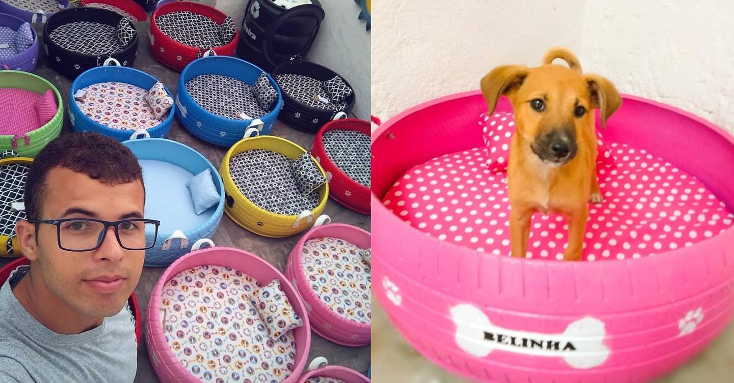 young-artist-upcycles-old-car-tires-into-pet-beds