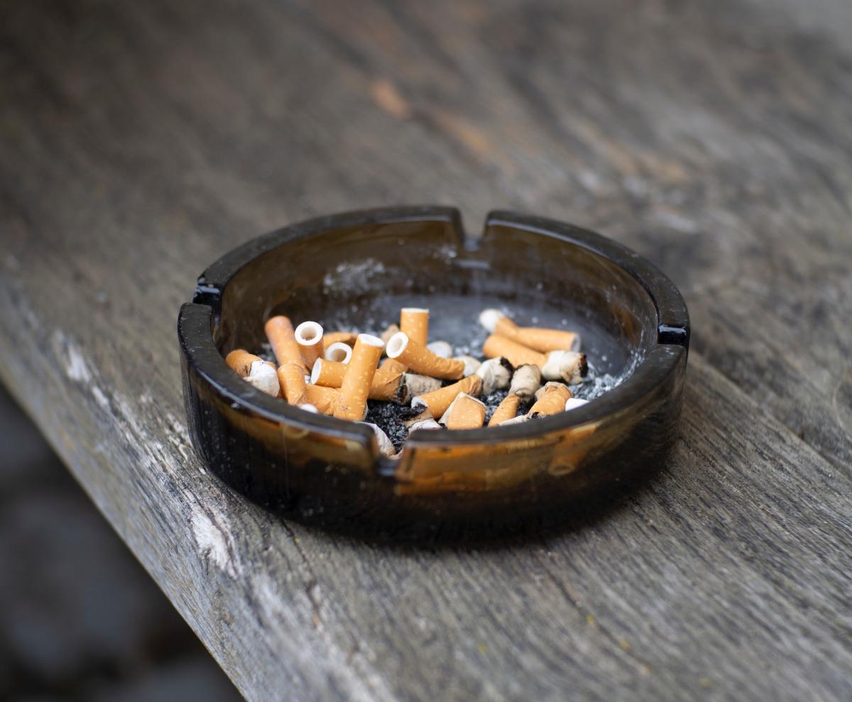 Cigarette butts in ashtray