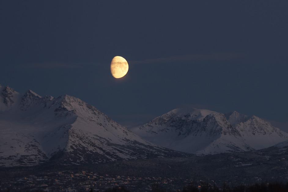 Moon over mountains