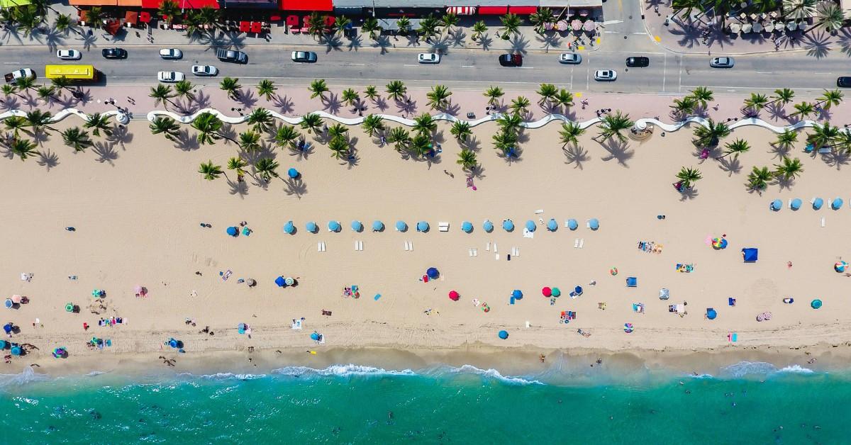 An overhead shot of East Ft. Lauderdale's beach