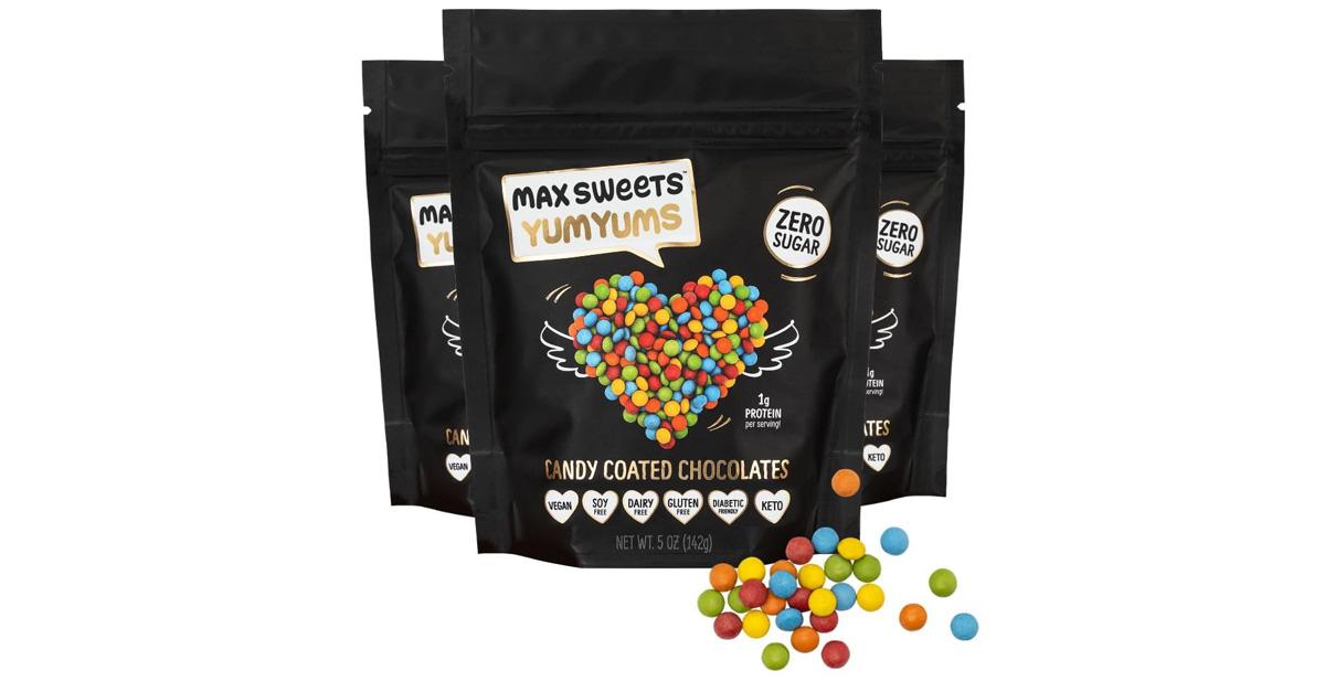 vegan m&m's in black bags