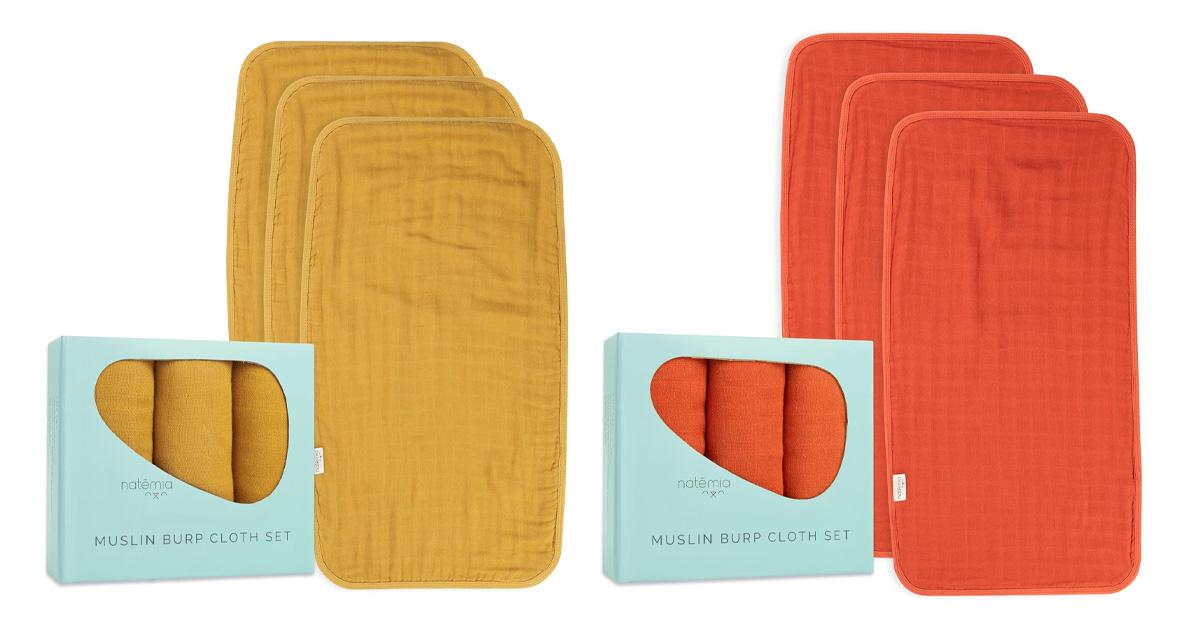 gold and orange burp cloths