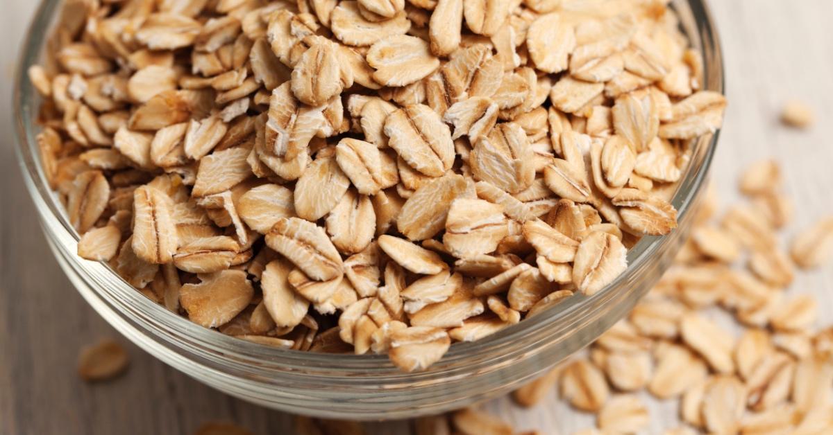 Close-up photograph of bowl of oats.