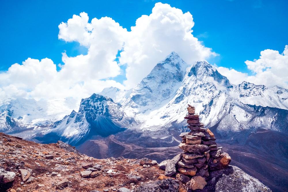 The Himalayas and a rock pile. 