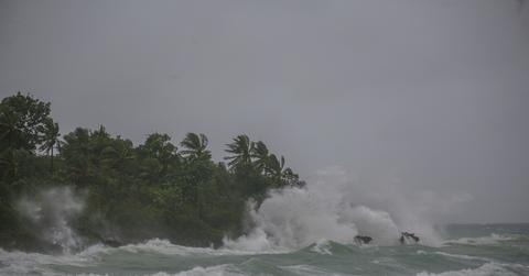 Rough water on beachfront