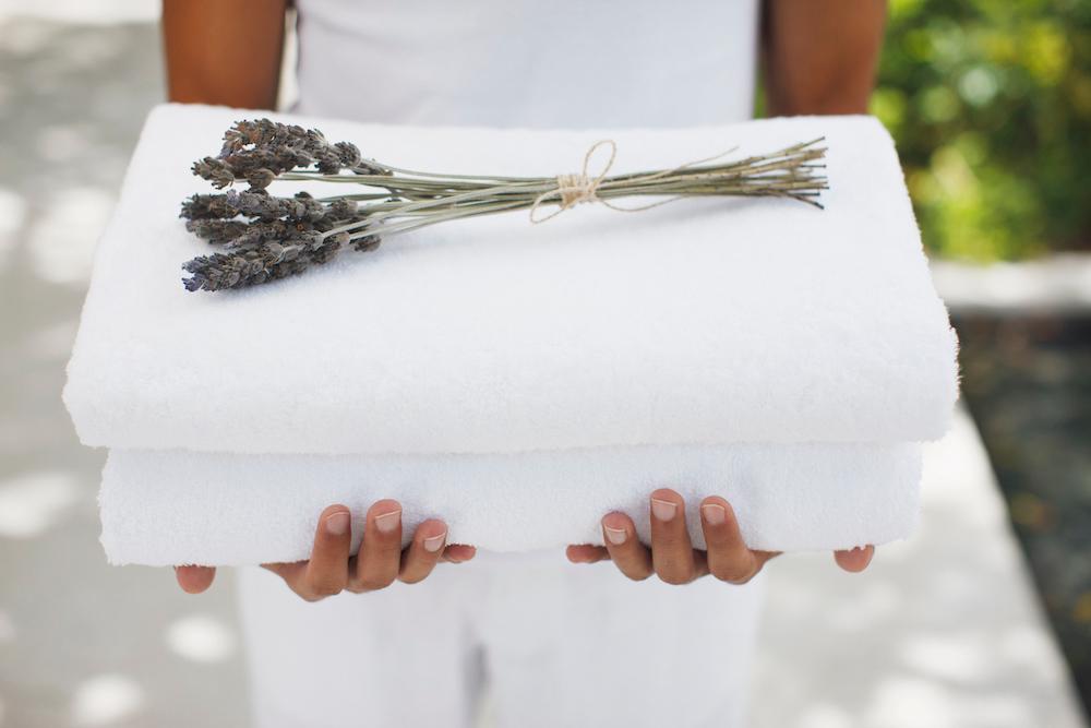 Lavender on folded towels.