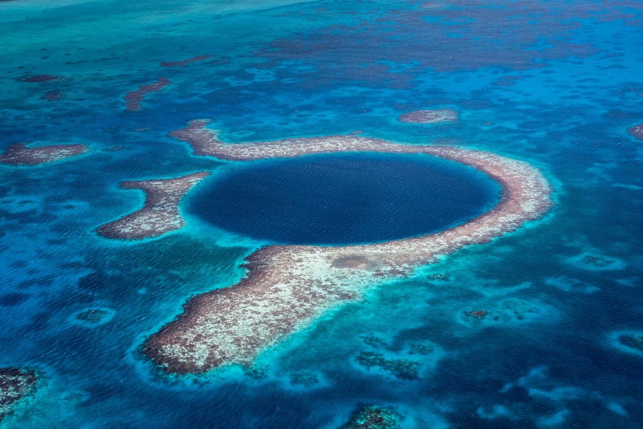 Blue hole in the ocean