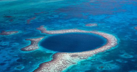 Blue hole in the ocean