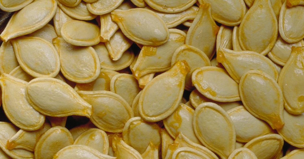 Closeup of raw pumpkin seeds