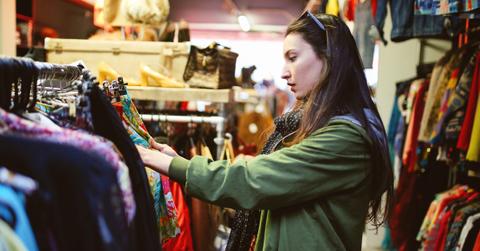 Woman shopping at a second-hand market