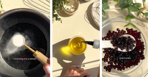 Balsamic vinegar, vegetable oil, and apgar can all be mixed to make balsamic pearls