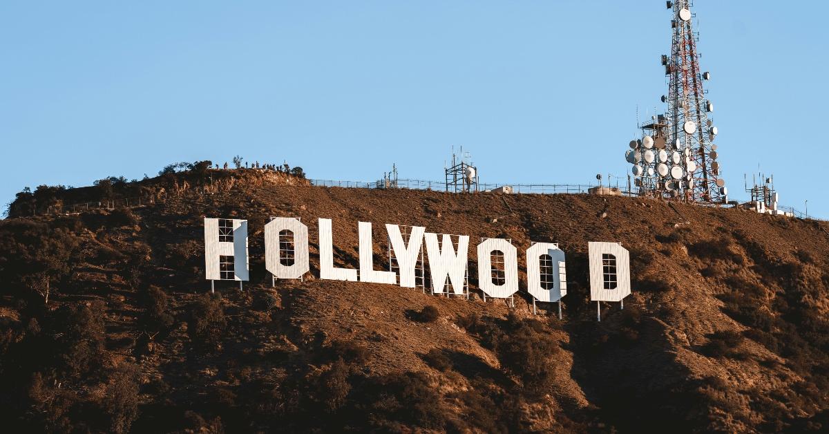 Close-up photograph of the Hollywood sign in the Hollywood Hills in 2022. 