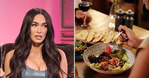 (L) Megan Fox and Machine Gun Kelly at GQ interview (Cover Image Source: (L) YouTube | @GQVideos) | (R) A person picking a tomato from her salad. (Representative Cover Image Source: Pexels | Jep Gambardella)