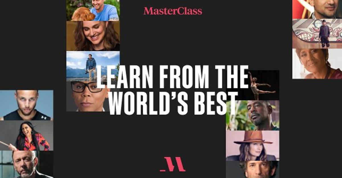 Masterclass website with instructors including Natalie Portman and Rupaul