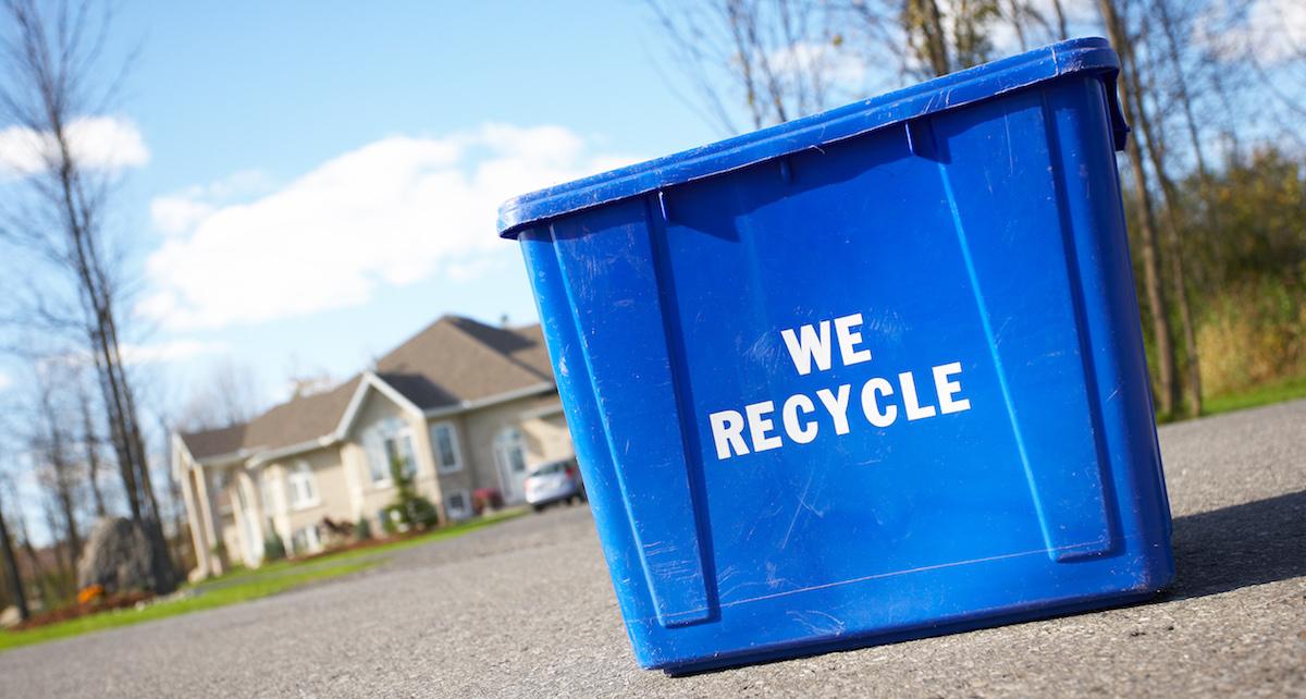 Recycling bin on street