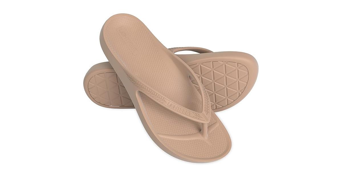 tan flip flops