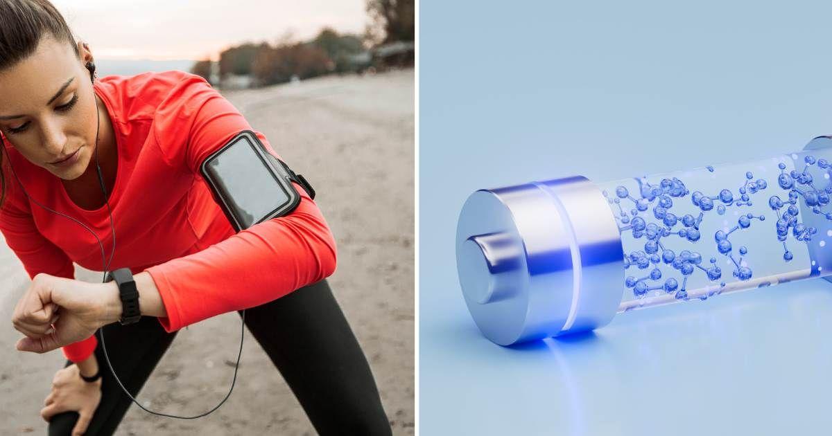 (L) Young woman runner in sportswear uses a smart tracker on the beach; (R) Fuel or power generation cell (Representative Cover Image Source: Getty | (L) Nastasic; (R) Just_Super)