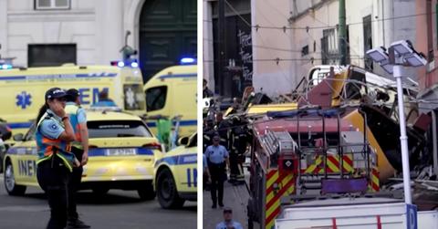 Police and medical responders attend the scene of the funicular crash.