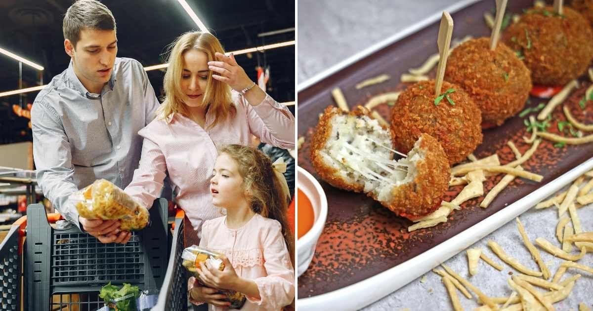 (L) A family in a supermarket shopping for snacks. (R) Cheese Bites are presented on a plate. (Representative Cover Image Source: Pexels | (L) Gustavo Fring, (R) Shameel Mukkath)