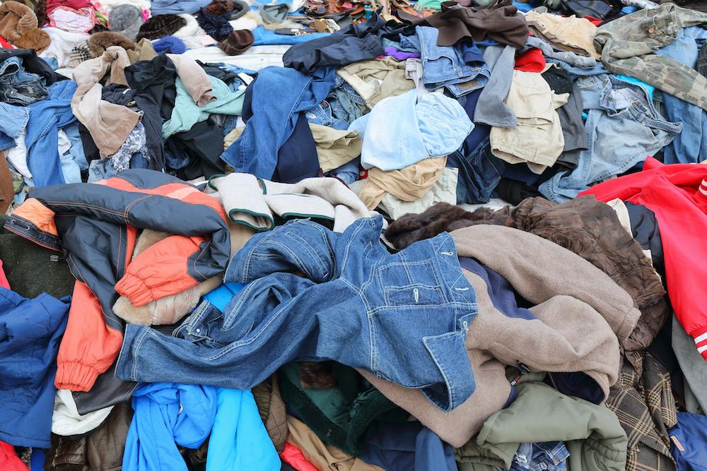 A pile of discarded clothing. 