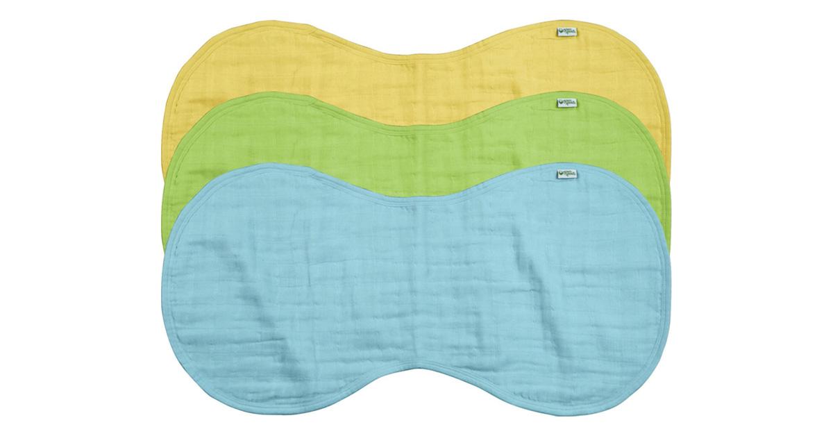 yellow, green, blue burp cloths