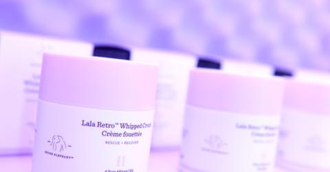 : Drunk Elephant skin cream on display at the Drunk Elephant House Of Drunk pop-up on June 10, 2019 in New York City
