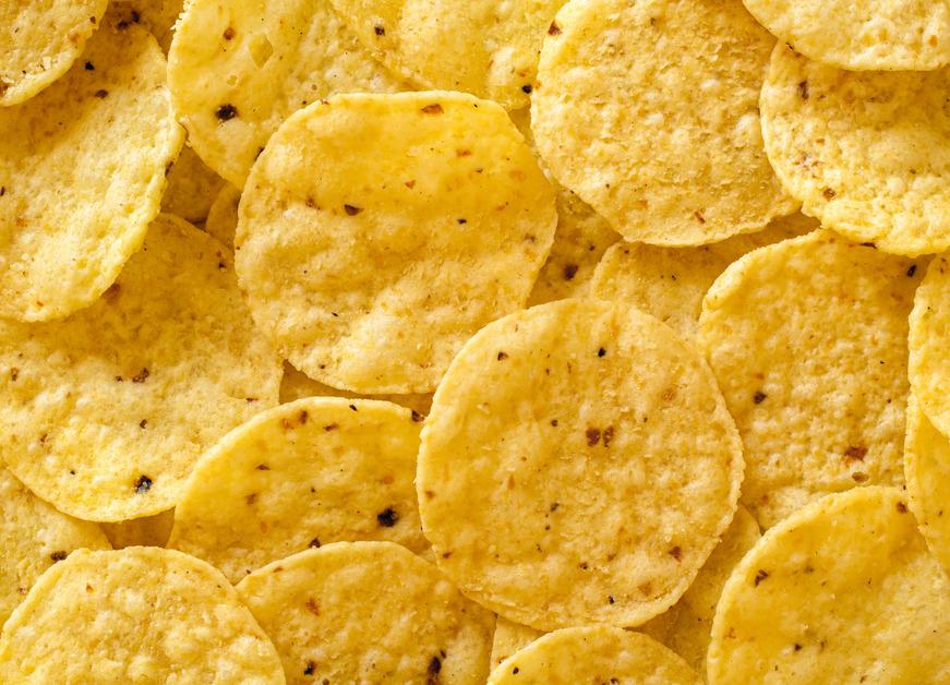 Close-up stock photo of corn chips. 