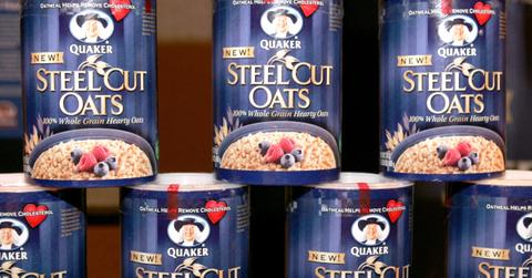 Cans of Quaker Oats