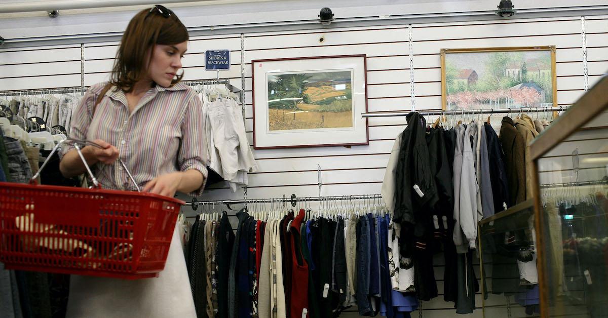 Woman shopping in a thrift store