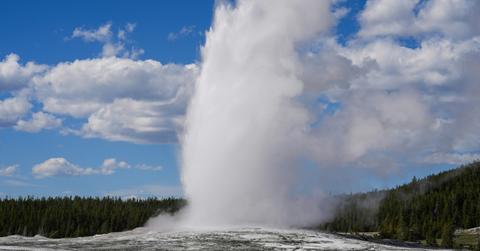 A geyser erupting at Yellowstone