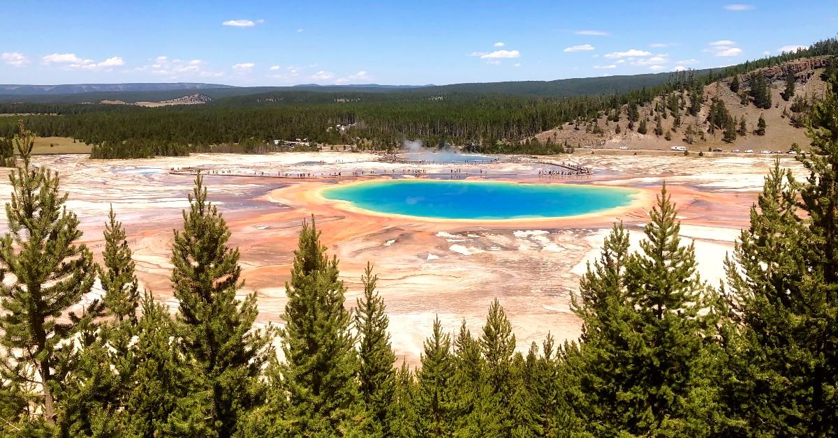 View of the Grand Prismatic Spring at Yellowstone National Park