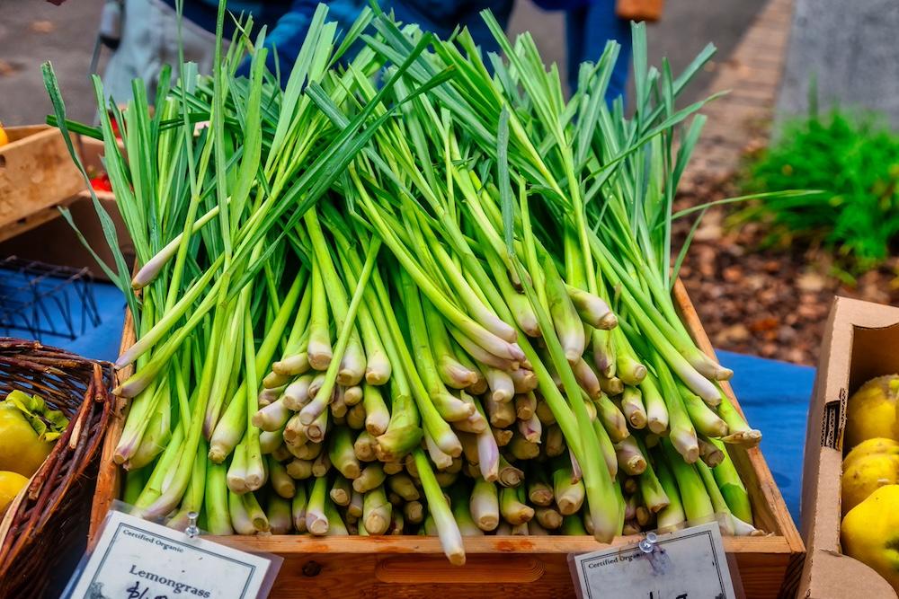 Stlaks of lemongrass at a farmer's market. 