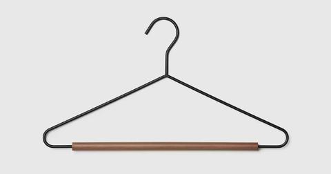 Product photo of the Container Store x KonMari Serene Matte Metal Suit Hanger in Ink Black