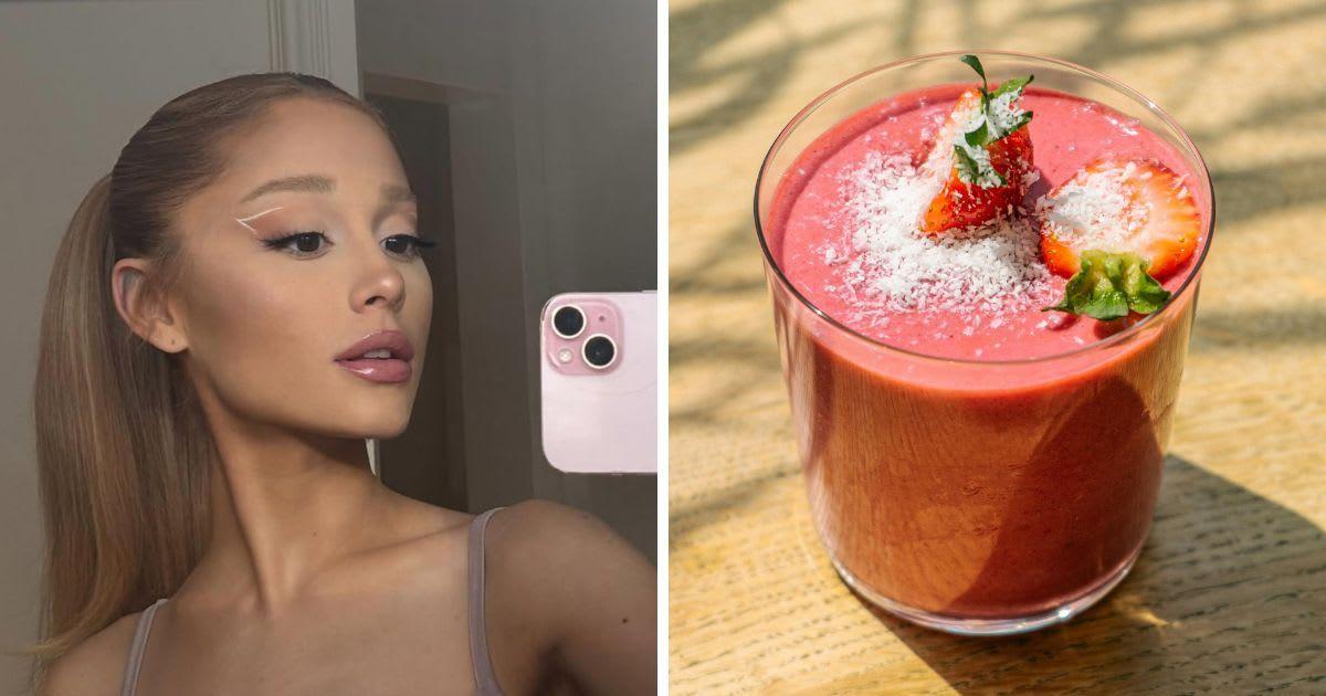(L) Ariana Grande posing for a selfie. (Cover Image Source: Instagram | @arianagrande) | (R) A pink smoothie. (Representative Cover Image Source: Pexels | Antoni Shkraba)